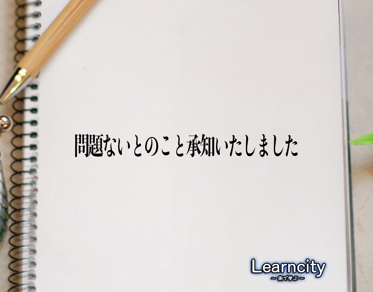 「問題ないとのこと承知いたしました」とは？