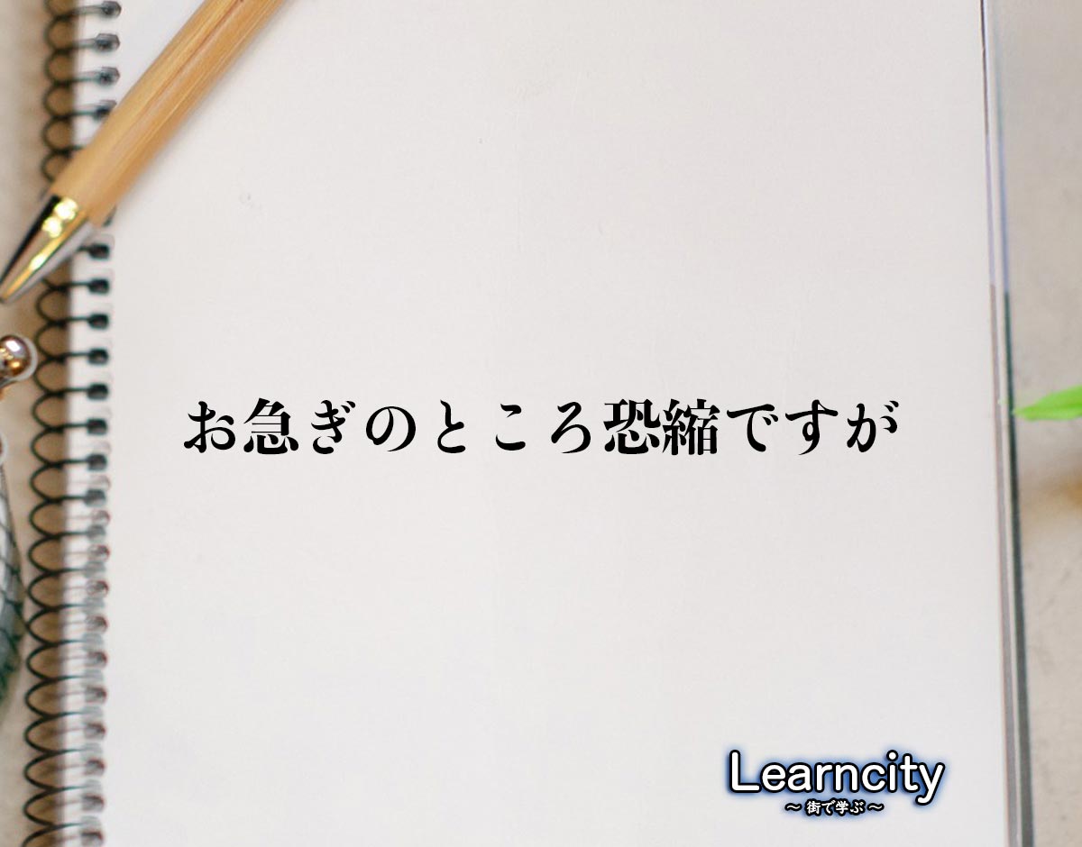 「お急ぎのところ恐縮ですが」とは？