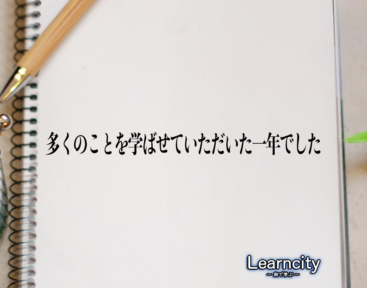 「多くのことを学ばせていただいた一年でした」とは？