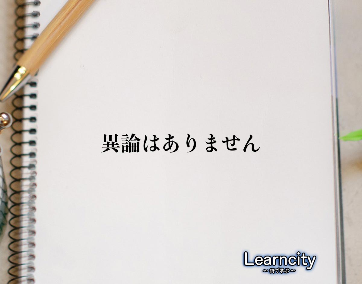 「異論はありません」とは？