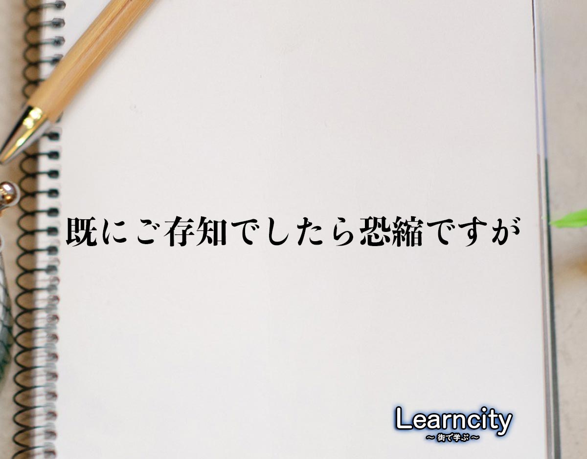 「既にご存知でしたら恐縮ですが」とは？