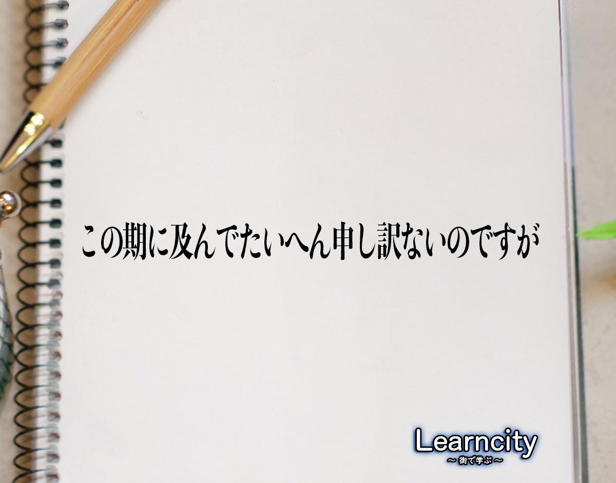 「この期に及んでたいへん申し訳ないのですが」とは？