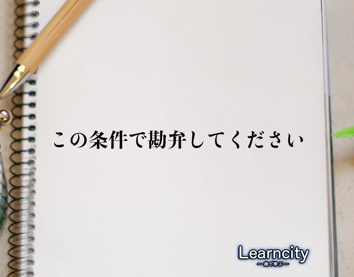 「この条件で勘弁してください」とは？