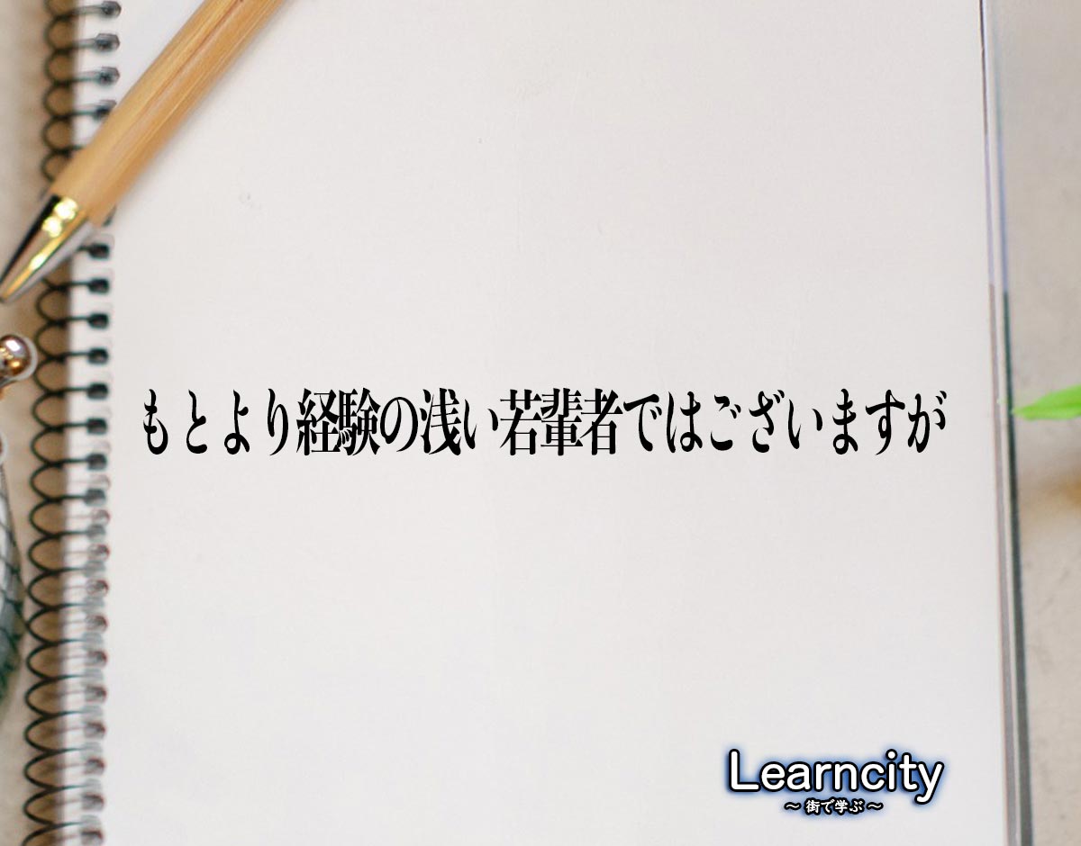 「もとより経験の浅い若輩者ではございますが」とは？