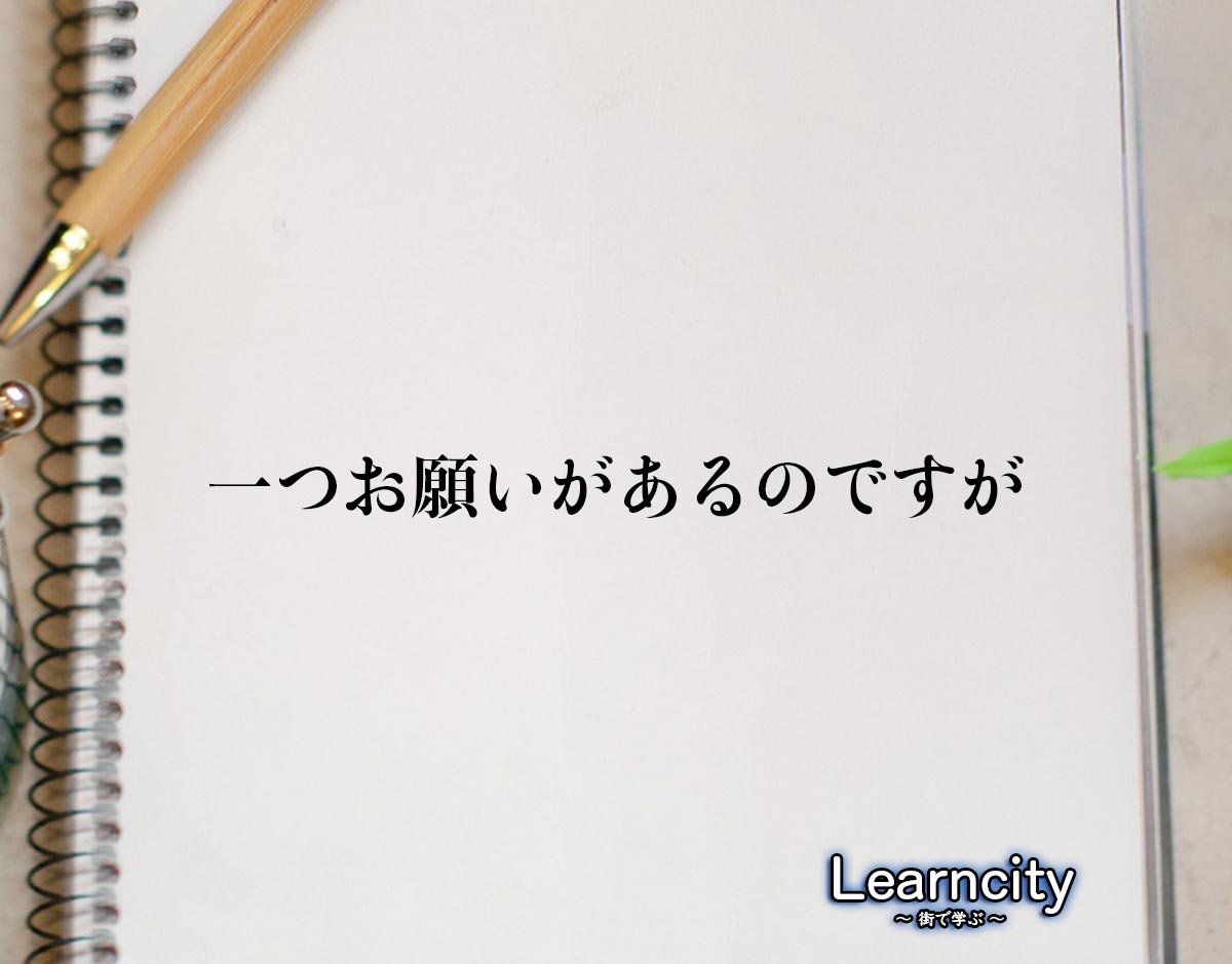 「一つお願いがあるのですが」とは？