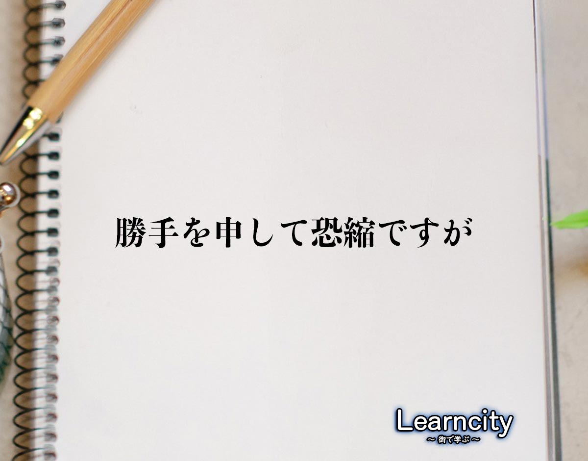 「勝手を申して恐縮ですが」とは？