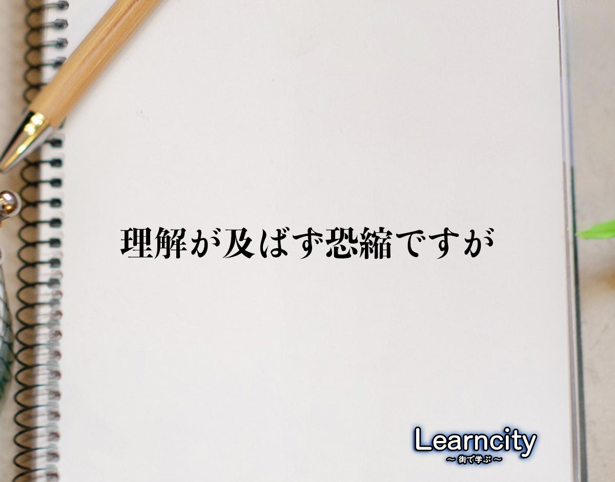 「理解が及ばず恐縮ですが」とは？